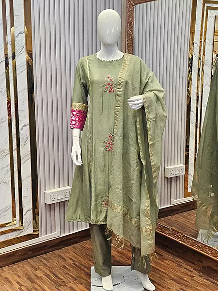EMBROIDERED WITH BANARASI WEAVING SUIT SET